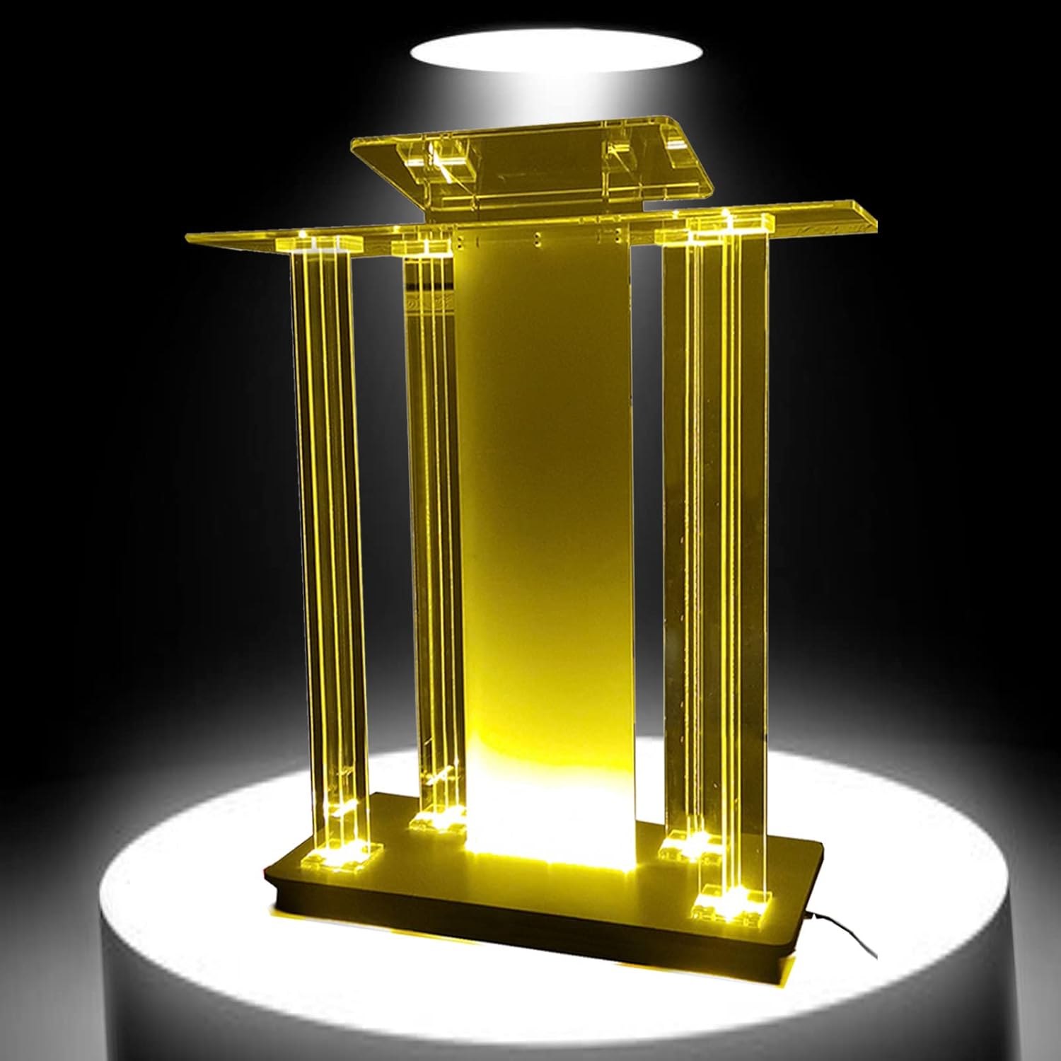 Acrylic Lectern, Clear Lectern Stand With Led Lights, Mobile Lectern