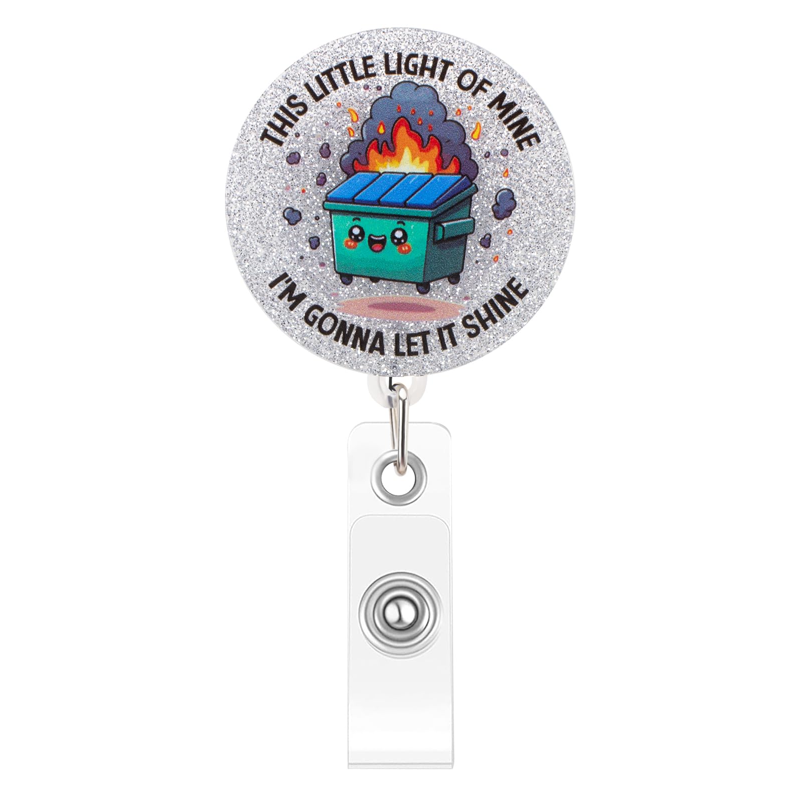 Funny and Cute Badge Reel Retractable Dumpster Fire Id Badge Holder Badge Clip for Nurse Worker Teacher Student Dumpster Fire Desk Accessories