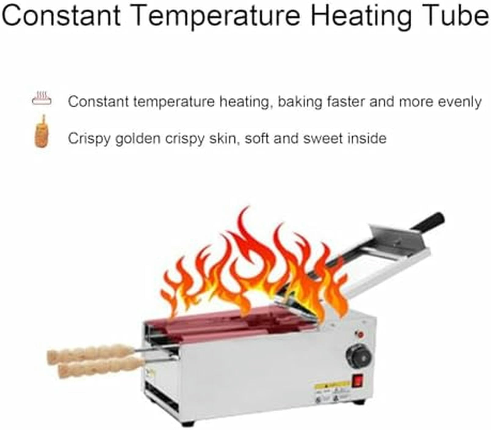 Machine À Cornets De Glace Électrique, Four À Cheminée Professionnel avec 2 Rouleaux De Cuisson, Température Réglable, Idéal pour Les Cuisines, Restaurants, Supermarchés Et Snacks.