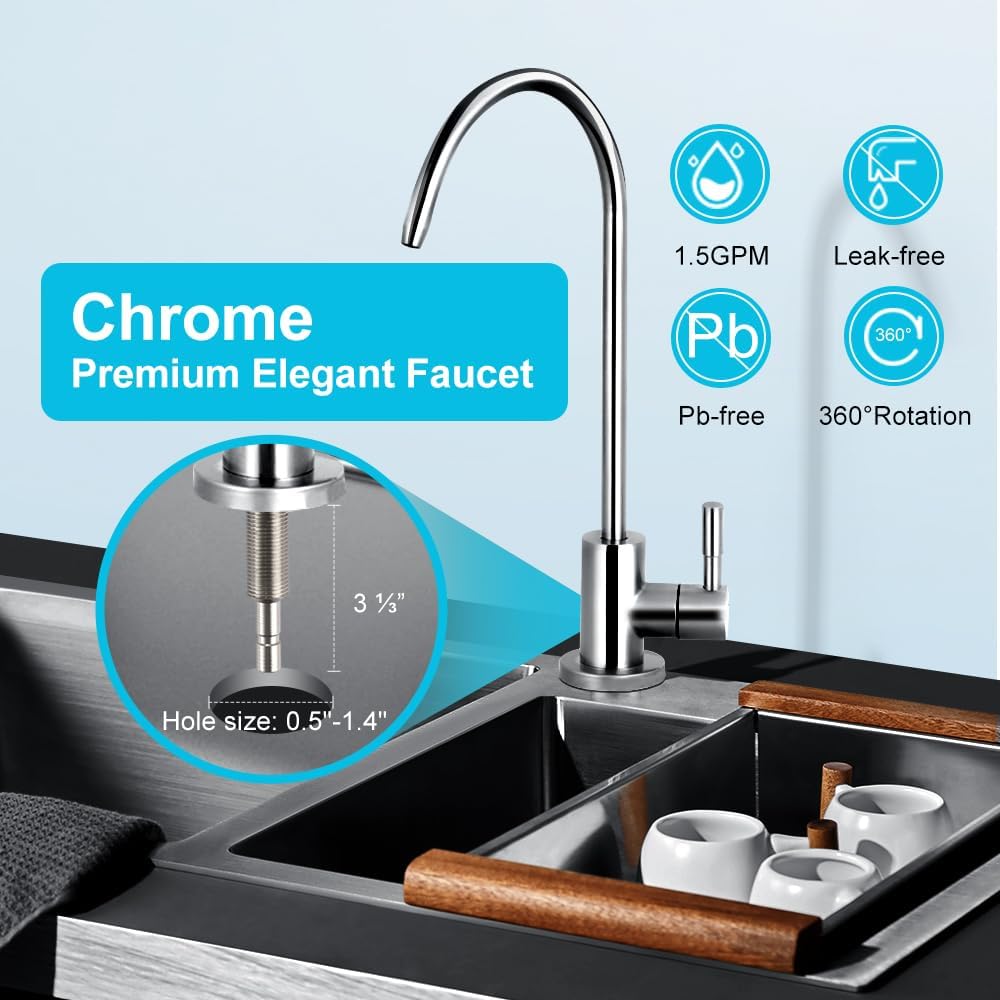 WINGSOL 12" Under Sink Water Filter with Faucet and Quick Connect