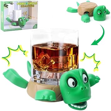 Turtle Coaster,Turtle Coaster Drink Coasters,Personalised Coasters,Turtle Mats with Funny Expression,Creative Open-eyed Drink Cup Pad,Funny Desk Table Ornament For Birthday or Holiday