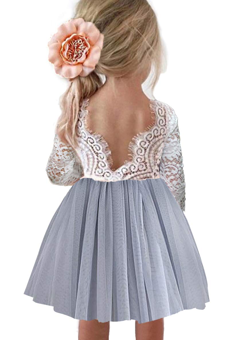 Topmaker Flower Girl Dress for Toddler Baby Girls,Lace Tulle Dress for Wedding,Birthday Party,Photoshoot,Special Occasion