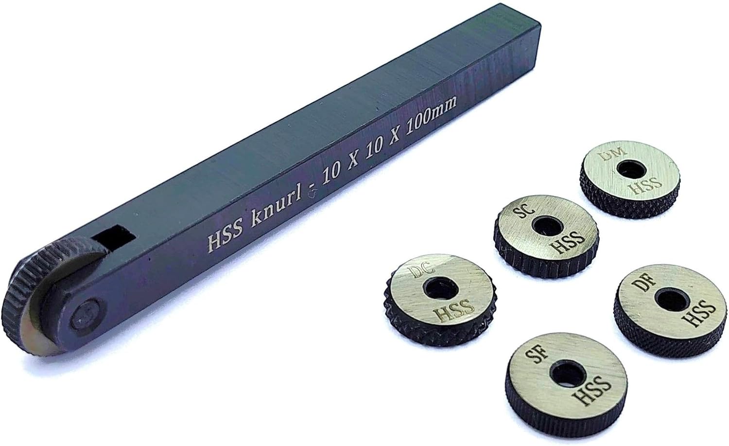 New Single wheel knurling tool holder with 5 spare HSS knurls (10 x 10 x 100 mm)