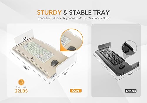 Miniatura 5 de Escritorio de pie con bandeja para teclado, escritorio eléctrico de pie de altura ajustable, escritorio de pie de 55 x 24 pulgadas con tablero de
