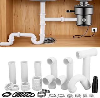 NBEADS 1 Set Garbage Disposal Installation Kit, Double Sink Waste Drain Pipe Kit with Grabage Disposal Connector for Kitchen Sink, Simple Install, Leak Proof