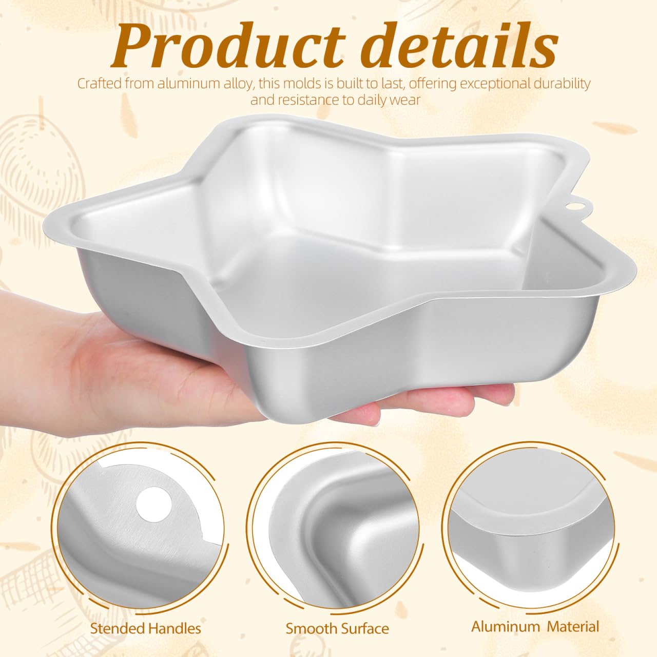 Hemoton Moule à gâteau en aluminium anti-adhésif en forme d'étoile à cinq branches de 22,9 cm pour décoration de gâteaux d'anniversaire, fête de mariage