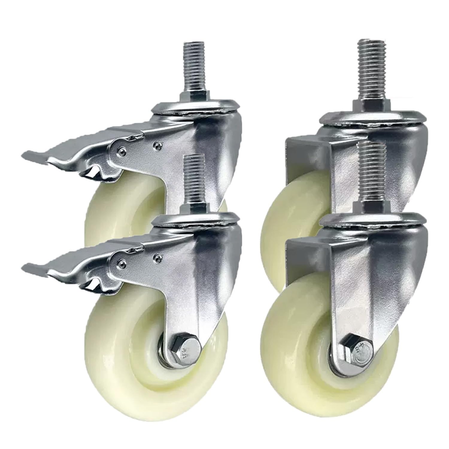 GYEQXKT 4pcs 75mm Nylon Swivel Casters with M20 Threaded Stem Locking Wheels Quiet Furniture Casters Heavy Duty Industrial Caster Wheels for Easy Mobility