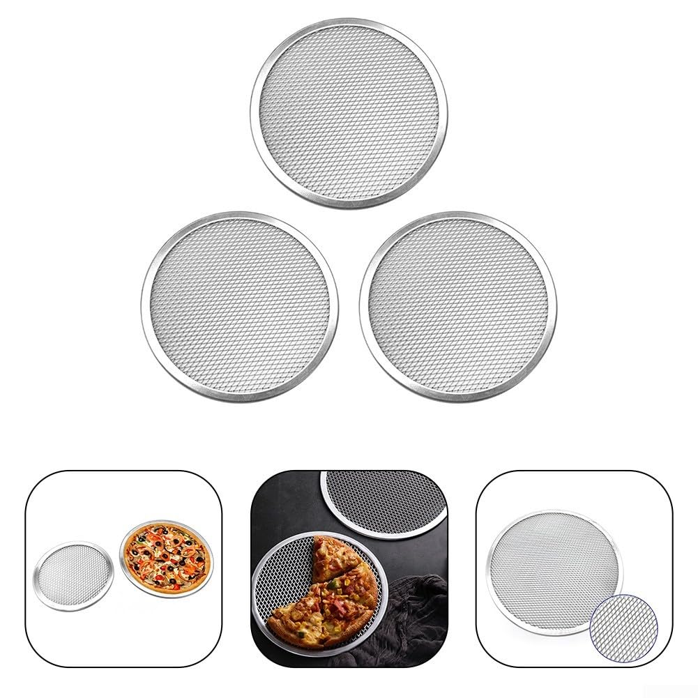 3 dischi di rete per pizza, 30,5 cm, in lega di alluminio, per fare pizze, biscotti, pane e pasticcini