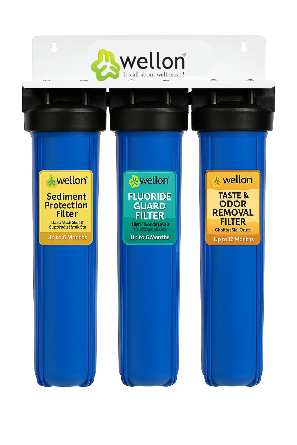 Wellon 3-Stage Whole House Water Filter – 20"x4" Jumbo Housing – Fluoride Guard, Sediment & Odor Removal – Ideal for High Fluoride Areas – with Wall Mount Bracket-image-22