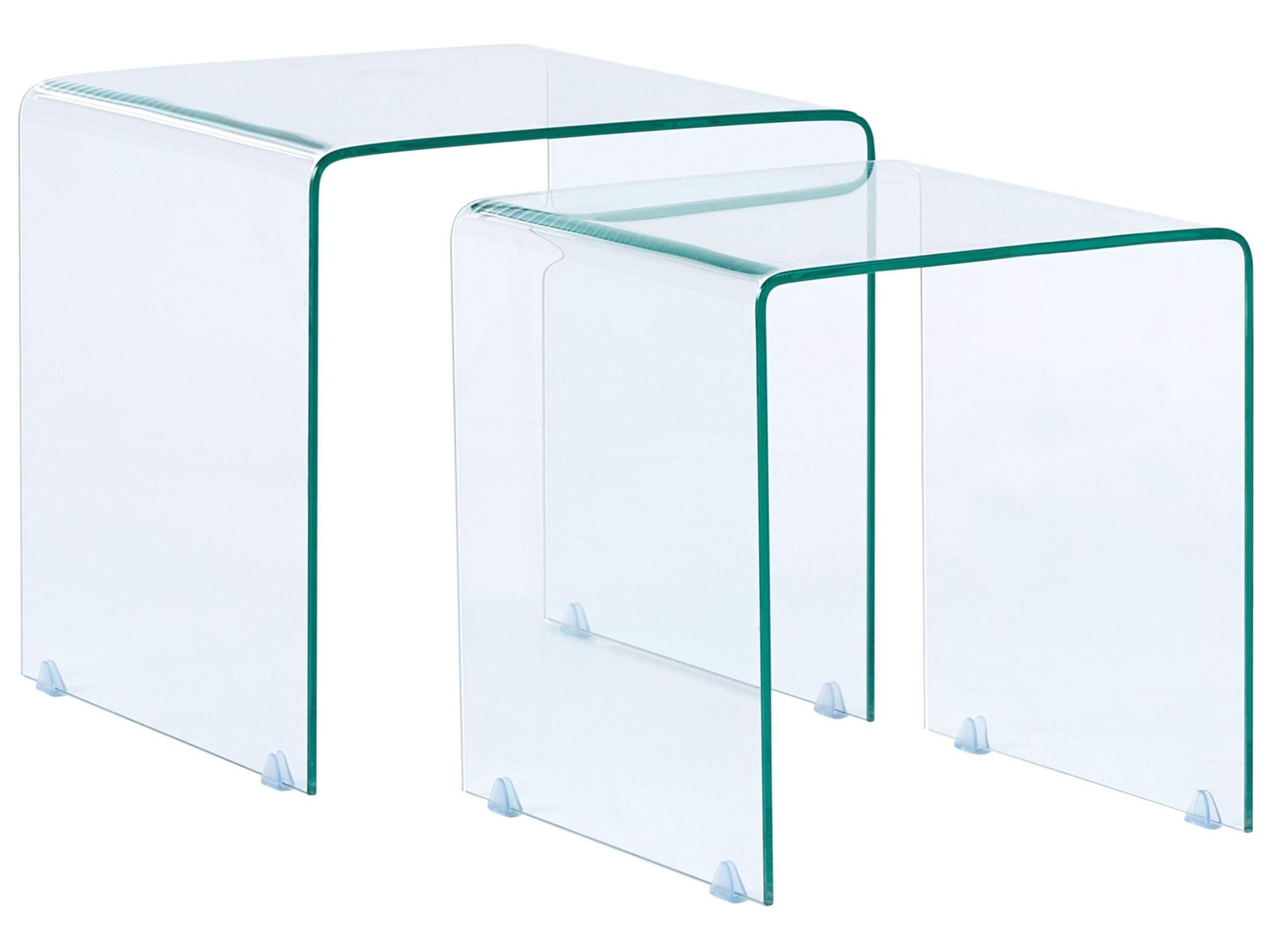 Beliani 2 x Tables Basses d'Appoint en Verre Transparent de Design Minimaliste et Contemporain pour Salon Moderne ou Scandinave