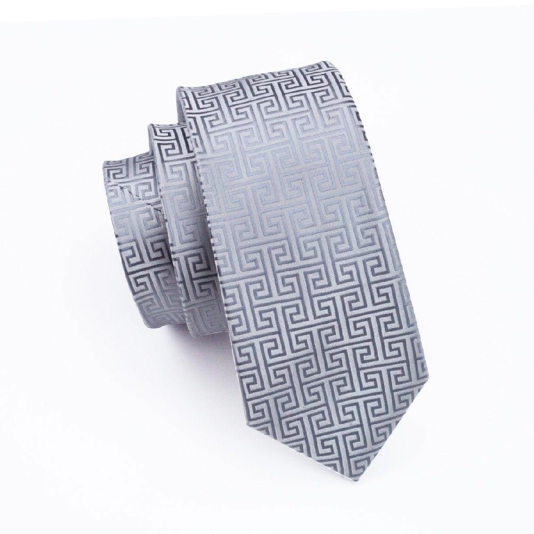 Hot!! New Mens Silk Ties Gray Wedding Party Neckties Tie+Hanky+Cufflinks