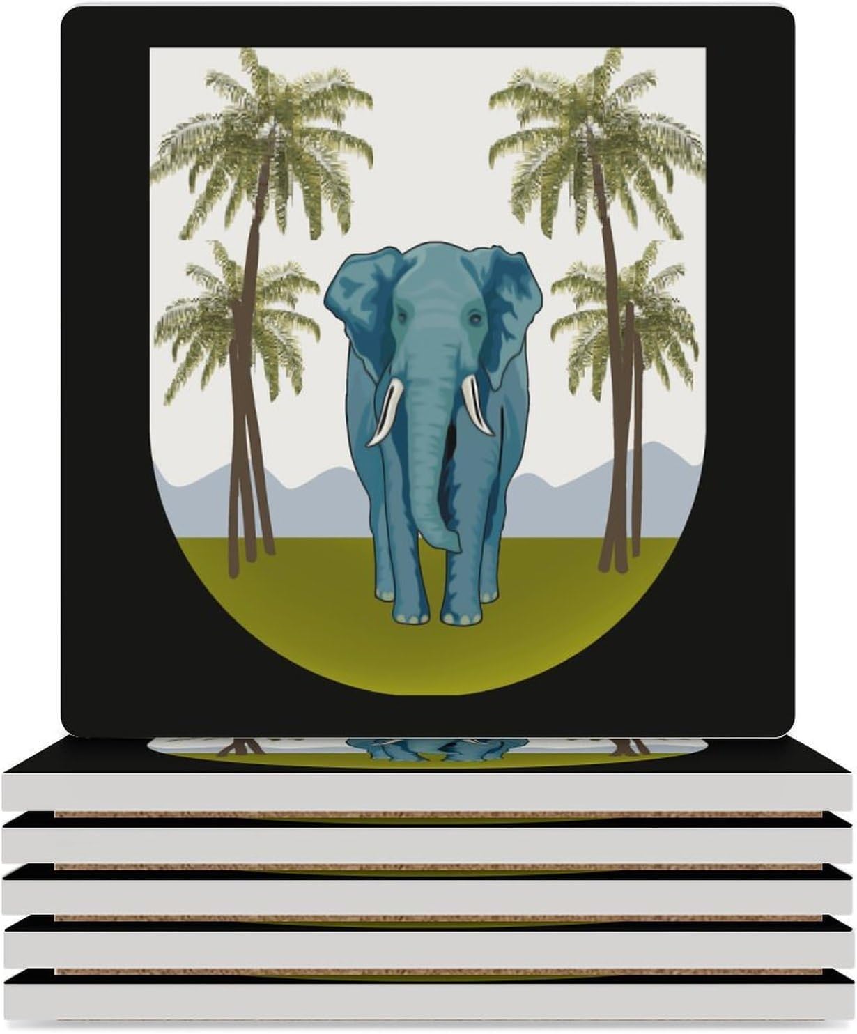 Arms of Portuguese Ceylon Funny Ceramic Coasters for Drinks Absorbent Cup Holder Tabletop Protector with Cork Base