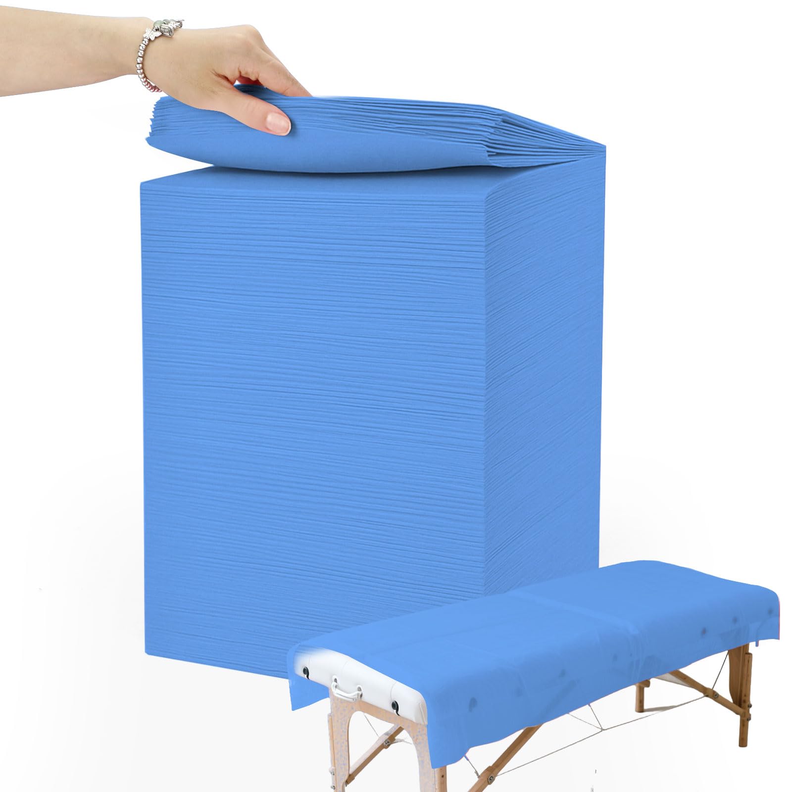 200 Piece Disposable Massage Table Sheets 31" x 71" - Non-Woven Fabric Bed Covers for Spa, Massage, Beauty & Tattoos - Breathable, Hygienic (Blue)