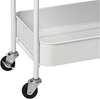 Vista 10 de CAXXA Organizador de Almacenamiento de Metal Rodante de 3 Niveles - Carrito de Utilidad Móvil Carrito de Cocina con Ruedas Giratorias, Blanco