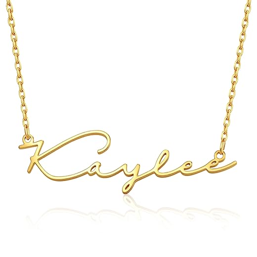 Yofair Custom Name Necklace Personalized 18K Gold Plated Nameplate Pendant Gift for Women