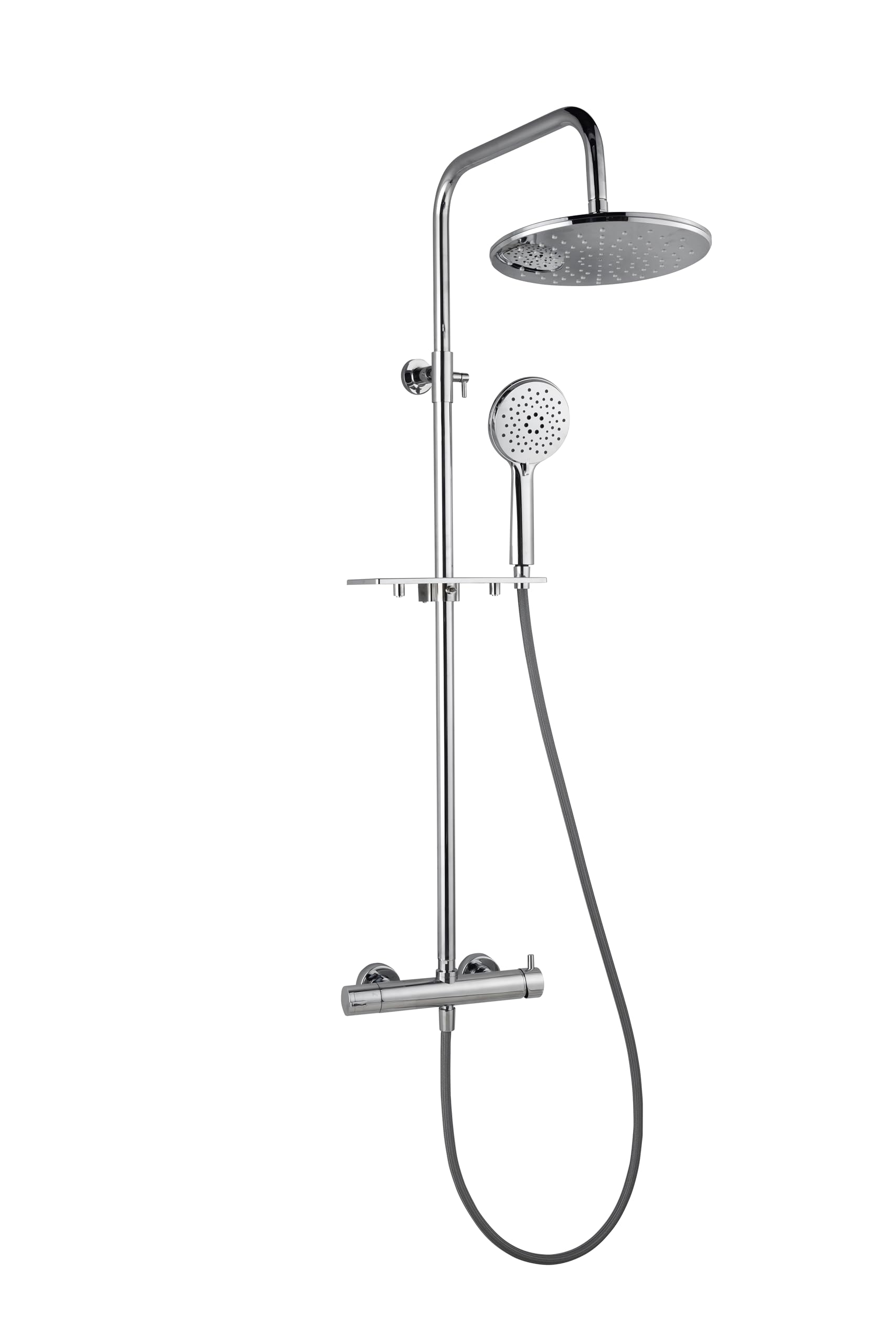 Marco Mammoliti | Colonna Doccia Nigno con Miscelatore e Deviatore, Acciaio Lucido, 2 Funzioni, 130x50x28cm