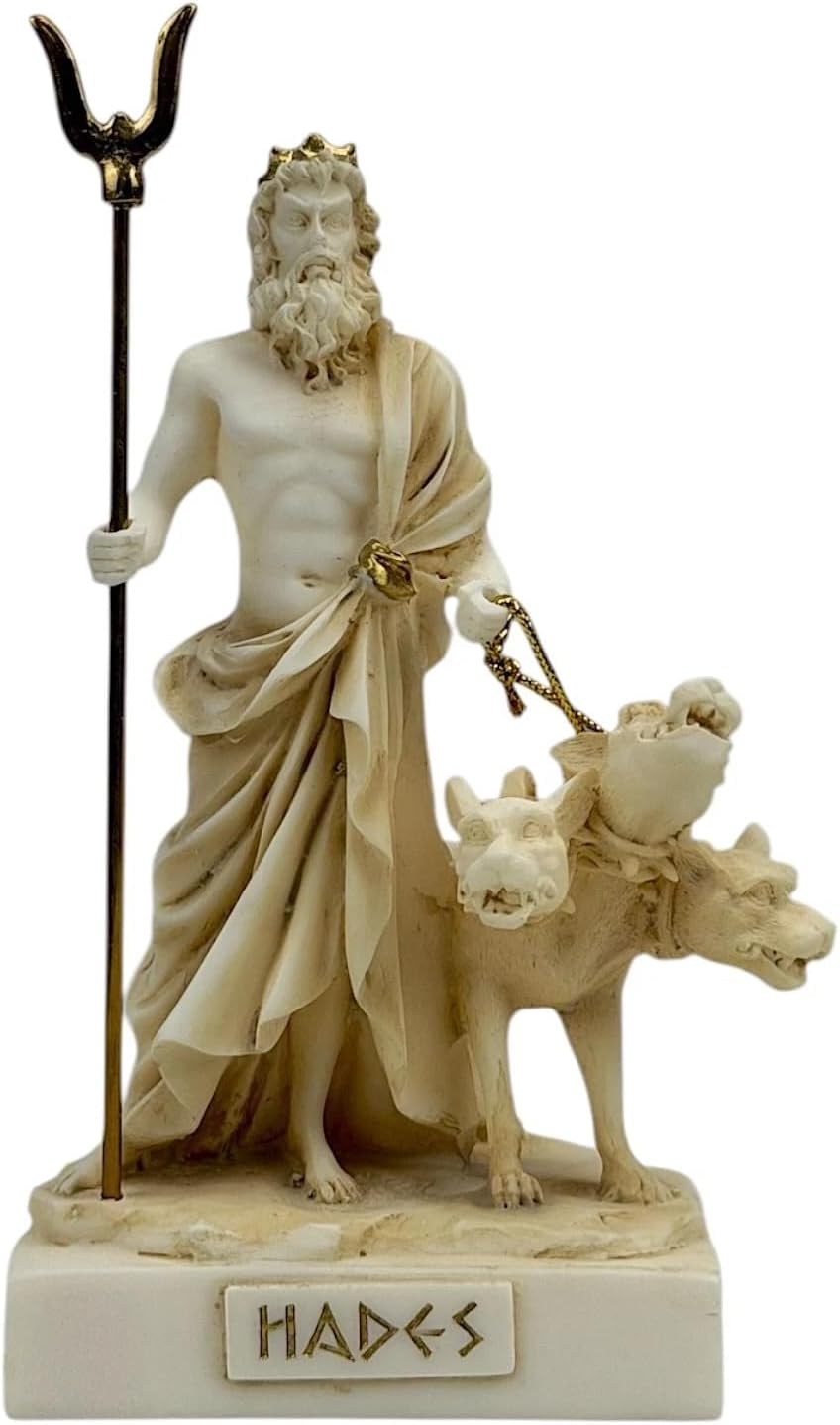 Hades Pluto Greek God of Underworld & Cerberus Figure Statue Sculpture 5.1in