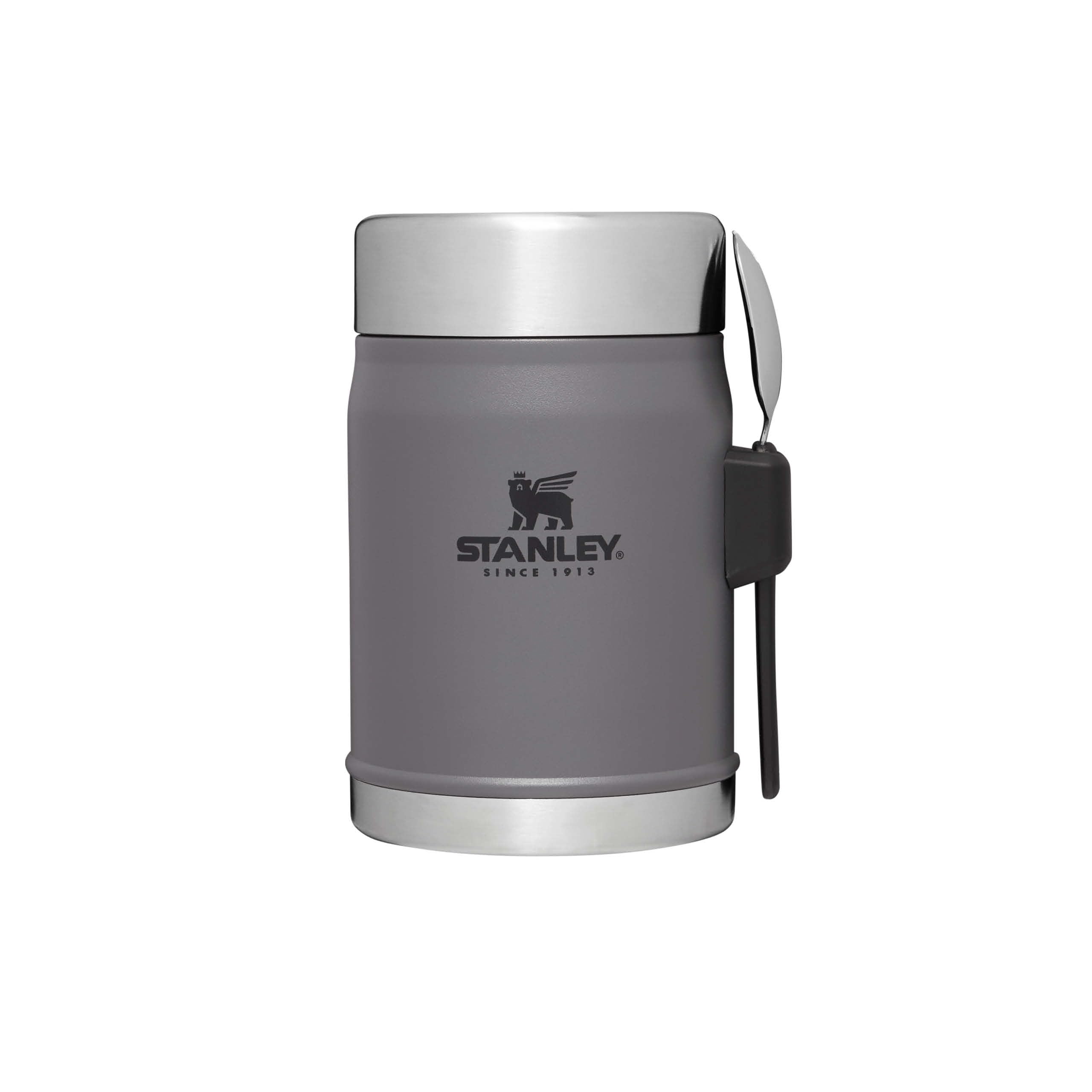 STANLEY 1913 Classic Legendary Thermobehälter Für Essen Mit Göffel 400 ml - Hält 7 Stunden Heiß Oder Kalt - Edelstahl Warmhaltebehälter - BPA-Frei - Spülmaschinenfest - Charcoal