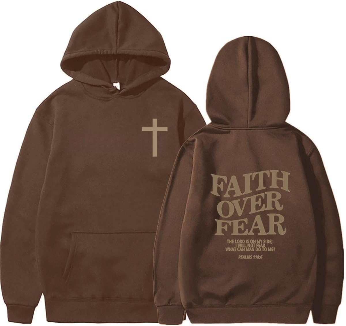 Faith Over Fear Hoodie Christian Sweatshirt Religious Shirts God Bible Verse Cross Pullover