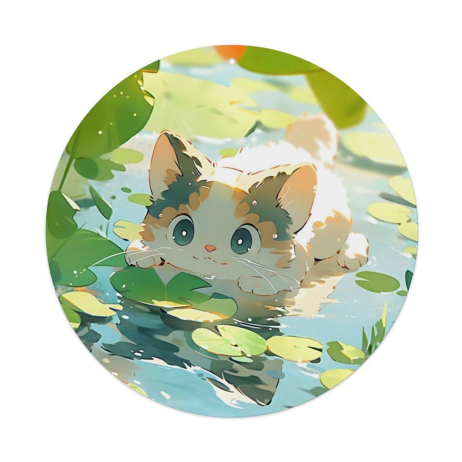 Animal Cute Kittens in The River Metal Tin Sign