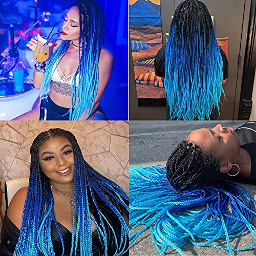 6 Packs Box Braids Crochet Hair Crochet Box Braids Pre-Looped Synthetic Hair Crotchet Box Braids Hair 22 Inch (Ombre Blue, 22Inch) … #TOP5