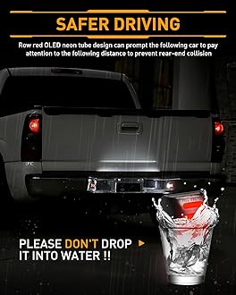 LESAUCE Red OLED Neon Tube LED License Plate Lights Tag Lights Assembly Replacement for Chevy Silverado GMC Sierra 1500 2500 3500 Tahoe Suburban Escalade Yukon XL, 2PCS