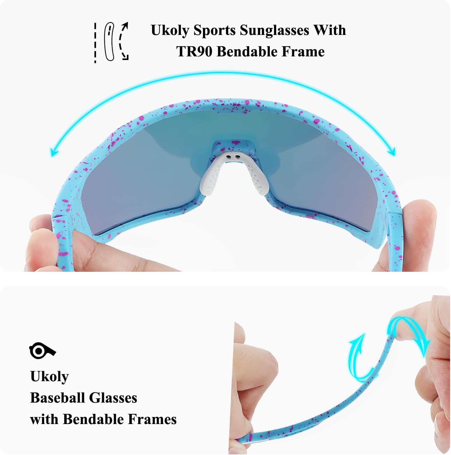 Ukoly Cycling Glasses Running Baseball Fishing Golf Sunglasses For Men Women,Sports Sunglasses HD Lens UV400coating 620 - Image 7
