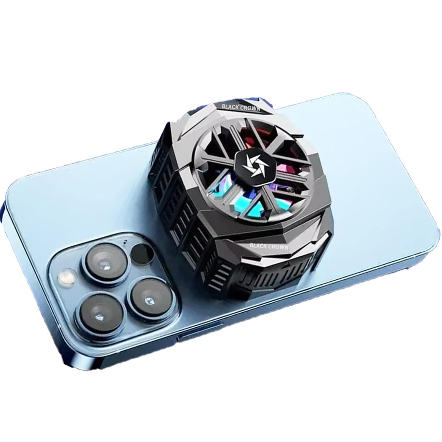 BLACK CROWN SL03 Portable Gaming Wireless Phone Cooler Fan 1300mah Battery Magnetic Semi-Conductor Mobile Phone Cooler Radiator for I-Phone I-OS, Android Gaming Accessories. (Black)