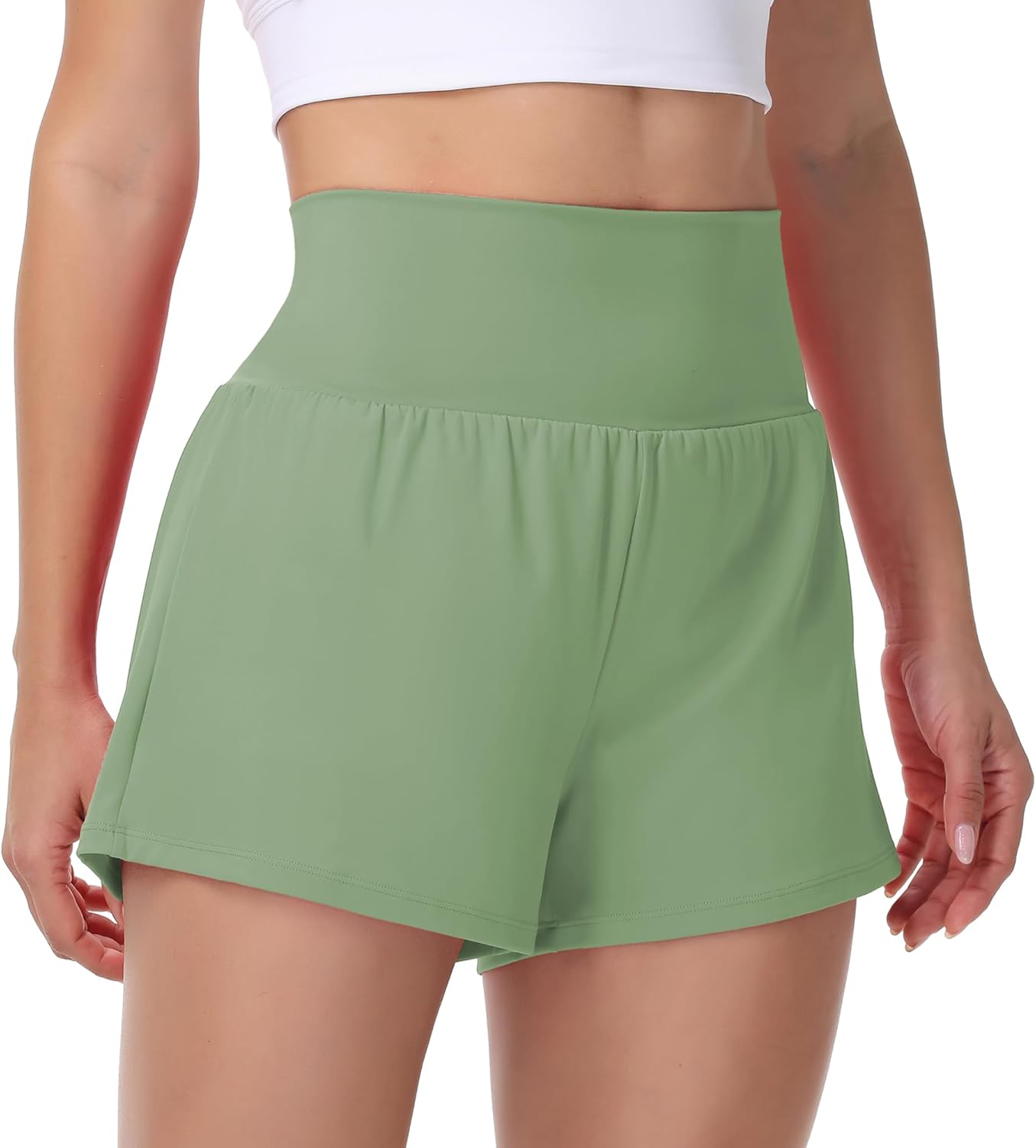 Blaosn Flowy Running Shorts Women Workout Athletic Gym Yoga High Waisted with Pockets Cute Sweat Short Pants Casual Summer