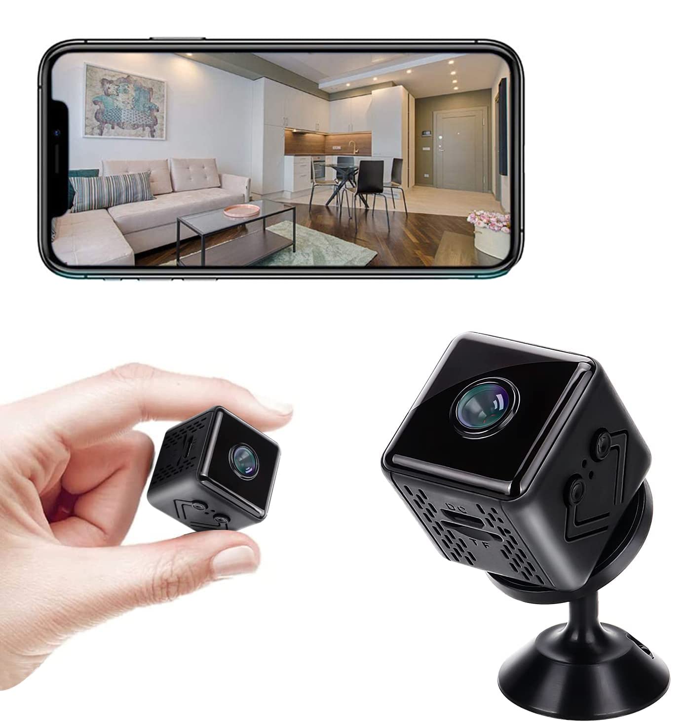 WONSUN Mini Spy Cameras Hidden 1080P HD Wireless Portable Small Video Camera with Night Vision Motion Detection, Home Security Nanny Surveillance Cam Perfect Video Bady Camera for Indoor and Outdoor