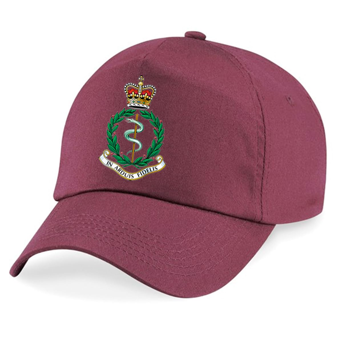 Psave Maroon Royal Army Medical Corps Insignia Embroidered Baseball Cap British Army Military Embroidery (Maroon)