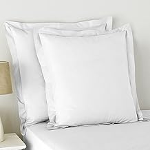 Pizuna Cotton Set of 2 Pillowcases 65 x 65 cm, White, 100% Long-Lasting Cotton Percale Pillow Cases 65 x 65 cm with 20 cm Flap