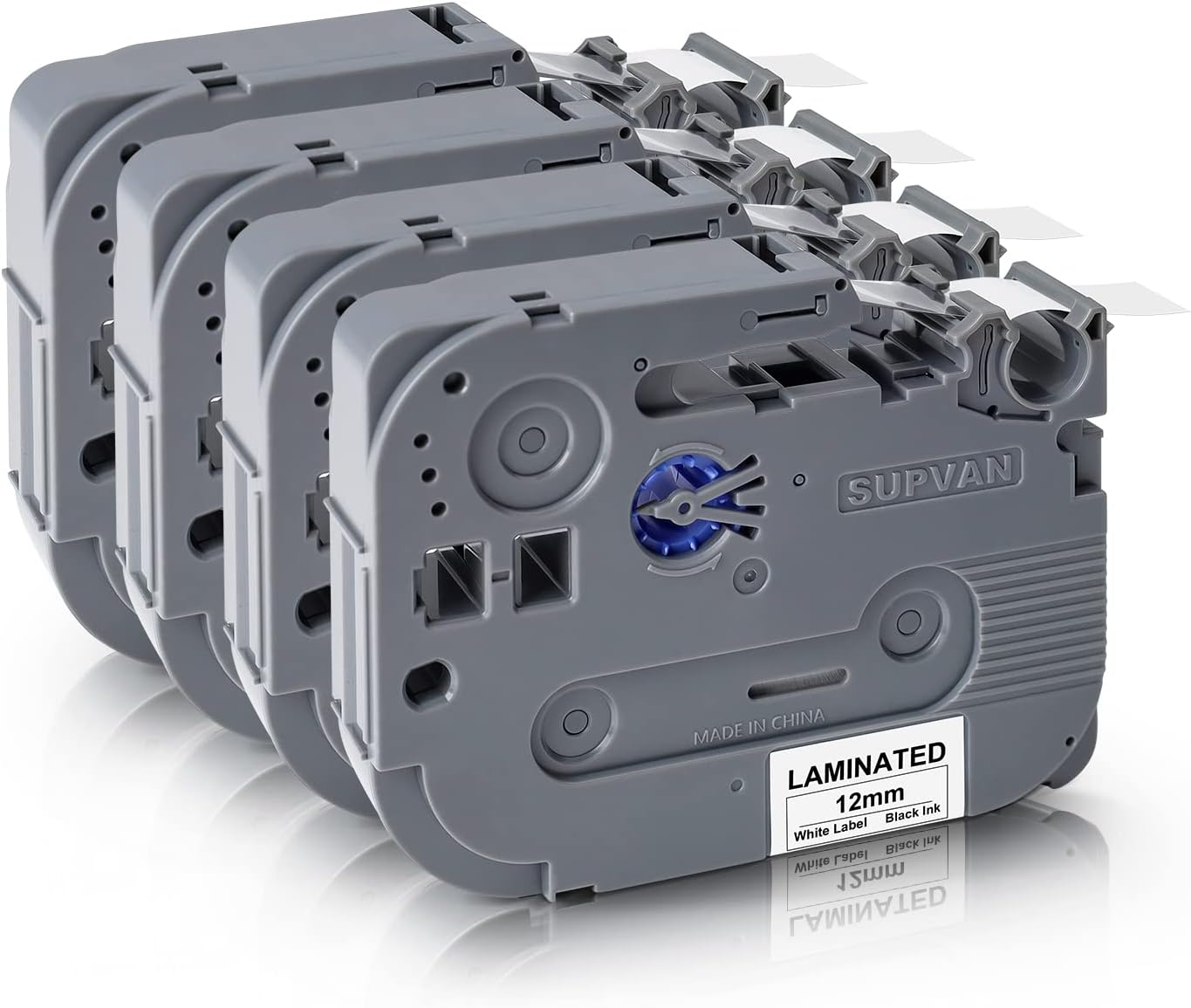 SUPVAN Label Maker Tap LP5120M Adapted Label Print Paper 4 Packs Size Continous 0.47inx26.25ft Thermal Laminated Waterproof Self-Adhesive Multipurpose Labeling Tape Replacement