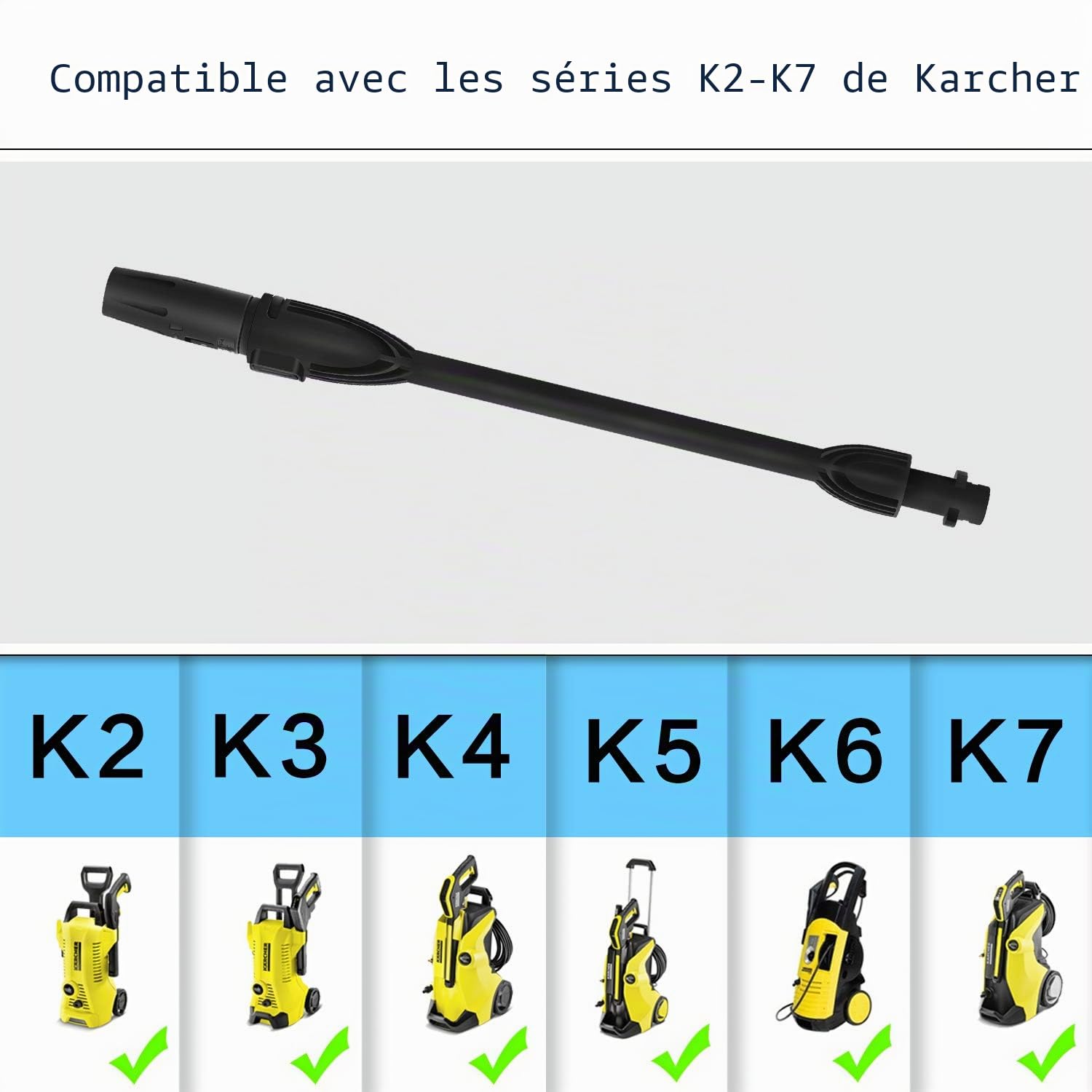 Lance Rotatif pour Karcher K2 K3 K4 K5 K6 K7 Nettoyeurs Haute Pression, Pistolet de Nettoyeur avec Buse Réglable Accessoire Jet Lance Turbo pour Kärcher K2 ~ K7 Série