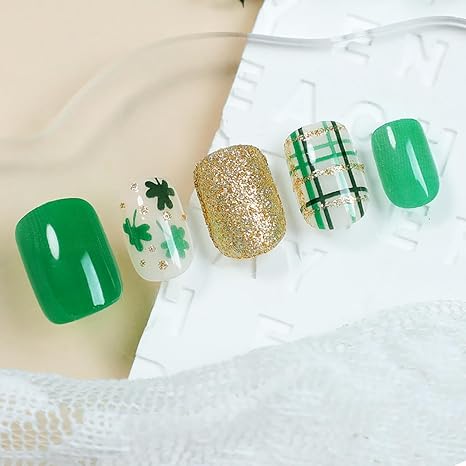 🍀 St. Patrick's Day Nails: 24pcs Press-on Manicure