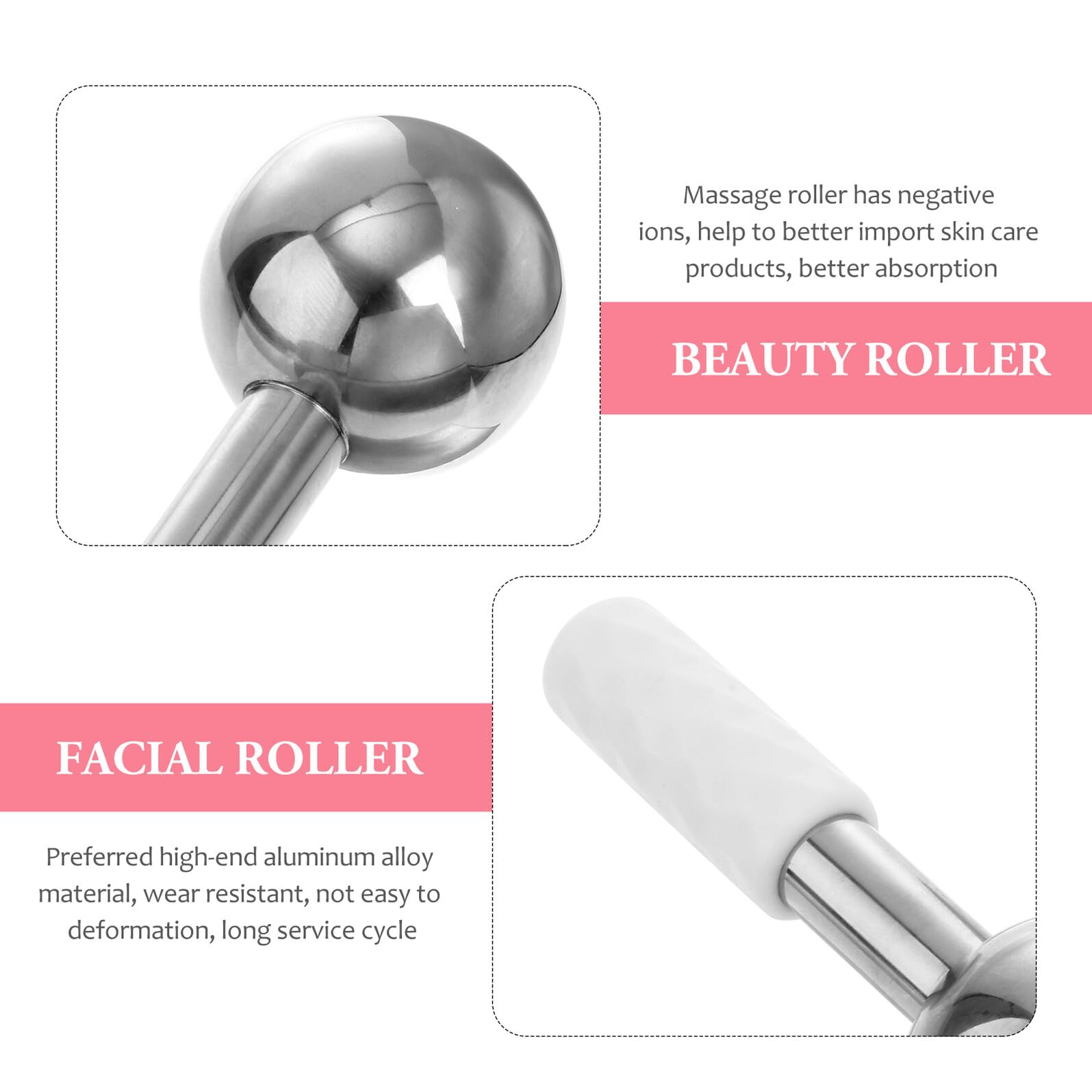 TEHAUX 2 Globos de Hielo Color Aleatorio para Masaje Facial y Cuello de Acero Inoxidable Livianos y Anti-envejecimiento Ideales para Cuidado Cutáneo y Reducción de Inflamación