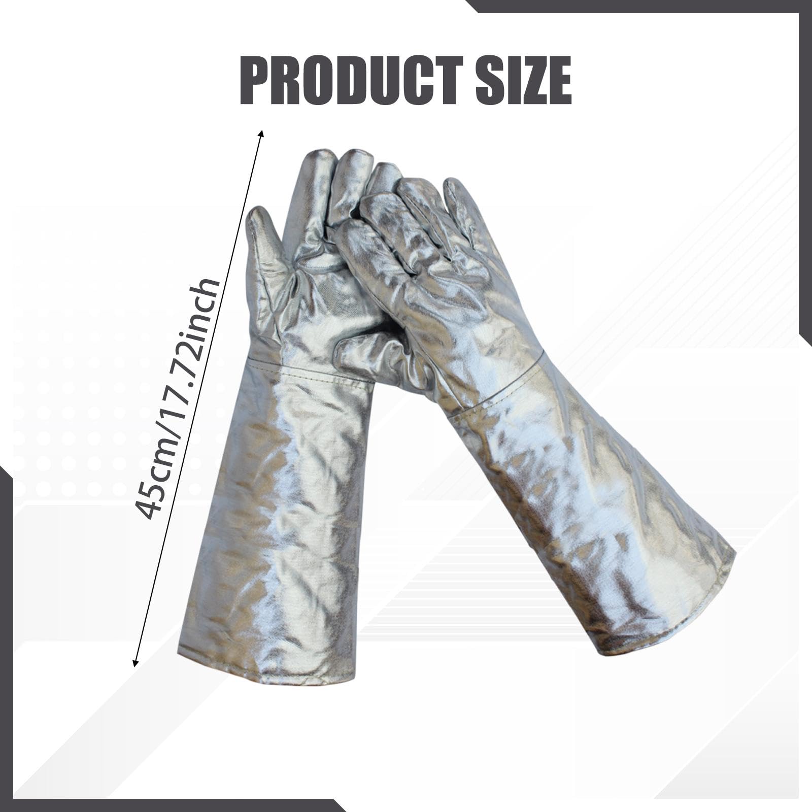 2 Gants de Soudage En Feuille D'aluminium, Résistants Aux Brûlures, à La Chaleur et Isolants Thermiques pour Fours, 45 Cm 250 à 500