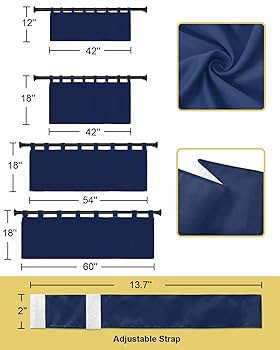 Amazon.com: Pinroote Navy Blue Valances for Windows, Tab Top