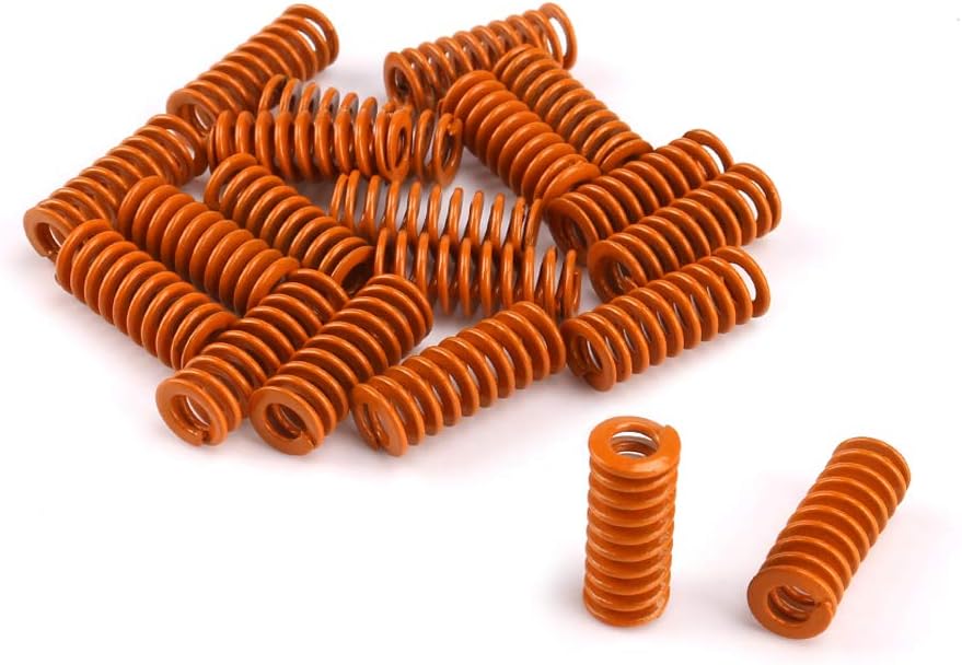 Die Spring Light Duty Rectangular Coil Stamping Compression Mold Spring 8mm Hole Diameter Long Light Load Compression Mould Die Spring 20 Pieces (Orange)