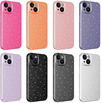 Compatible with Coverzone Apple iPhone 13 Z-Jelly Case Camera Protected Silvery Shimmer Colorful Glossy Silicone Cover-Lila