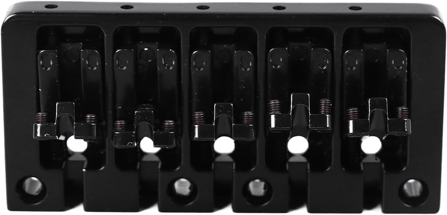 Electric Bass Bridge, Heavy Duty 5-String Lightweight WearResistant Metal Bass Bridge Replacement for Performance (Black)