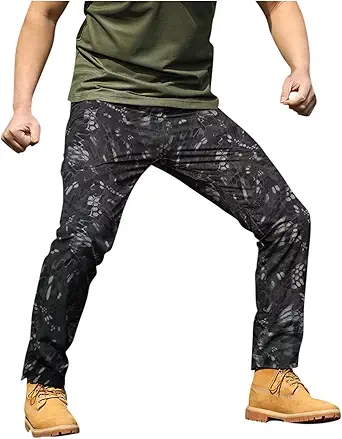 OIOLOYJM Military Cargo Pants for Men Hiking Relaxed Fit Work Waterproof Stretch Tactical Lightweight Outdoor Travel Pant