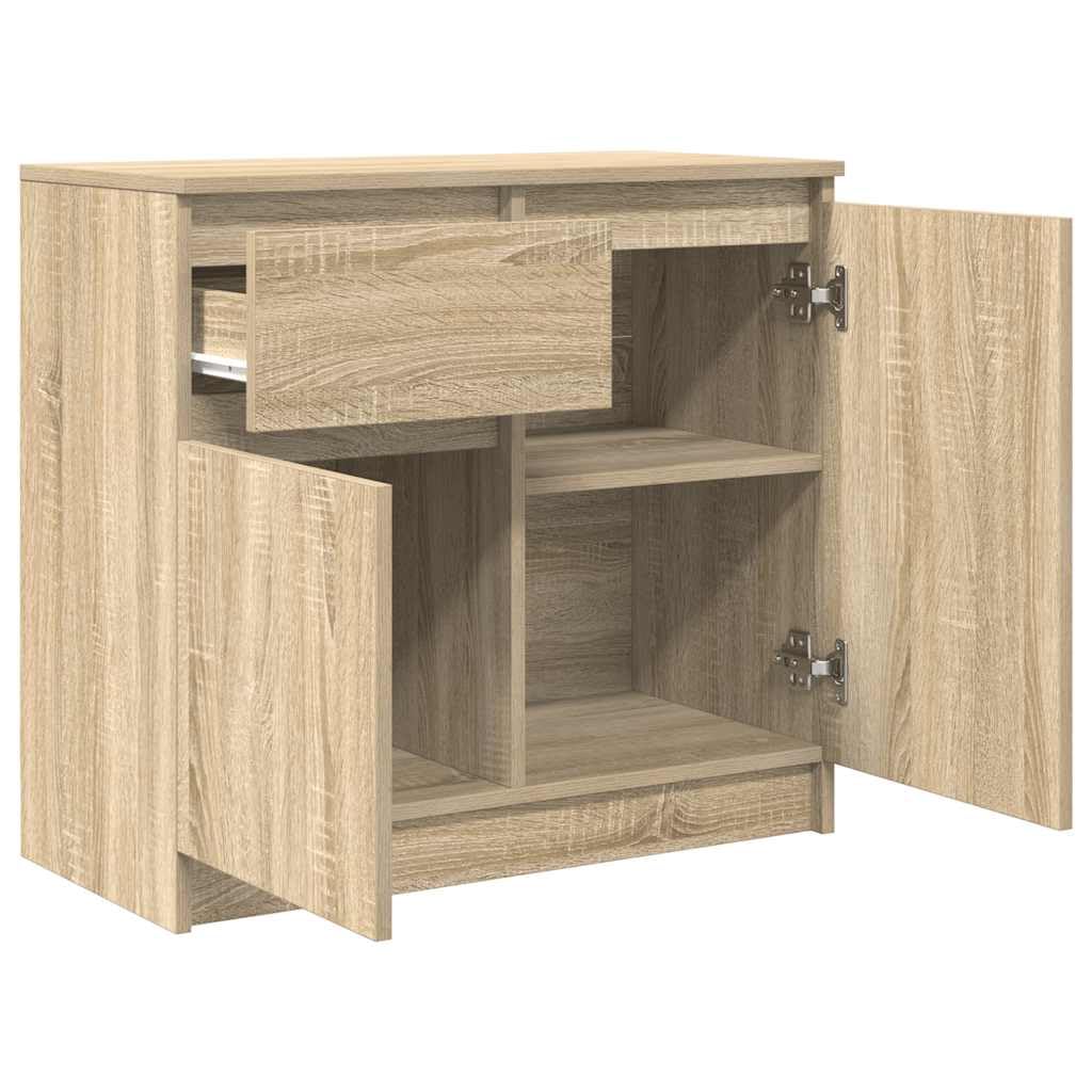 vidaXL Sideboard mit Schublade Sonoma-Eiche 71x35x65 cm Holzwerkstoff, Kommode, Schrank, Flurschrank, Anrichte, Küchenschrank, Wohnzimmerschrank