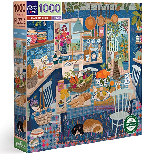 eeBoo - Puzzle 1000 pcs - Blue Kitchen - (EPZTBUK, 1000 pièces, 58.5 cm x 58.5 cm