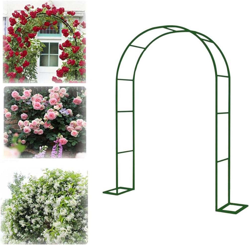 Black Steel Garden Arbor Wedding Arch Metal Arbour Pergola Tubular Frame Trellis Archway for Climbing Plant Roses Vines 180Cm 140Cm Wide,White,W2.4M*H2.2M