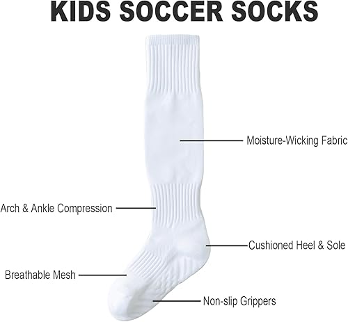 Miniatura 4 de EPEIUS Calcetines de fútbol para niños, antideslizantes, hasta la rodilla, calcetines deportivos con agarre deportivo, calcetines de fútbol de