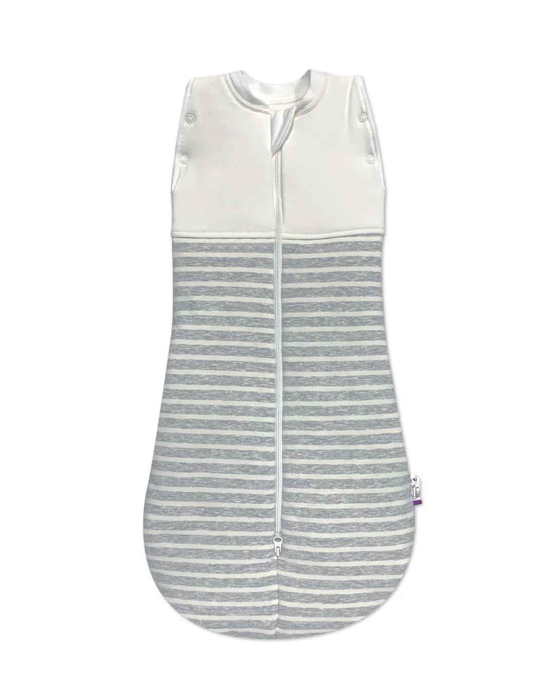 Sweet Dreamers, Baby Sleep Bag and Swaddle for Newborns | 0-3 months, 2.5 TOG | Soft Organic Cotton Fabric Baby Sleeping Bag | Grey Stripe |