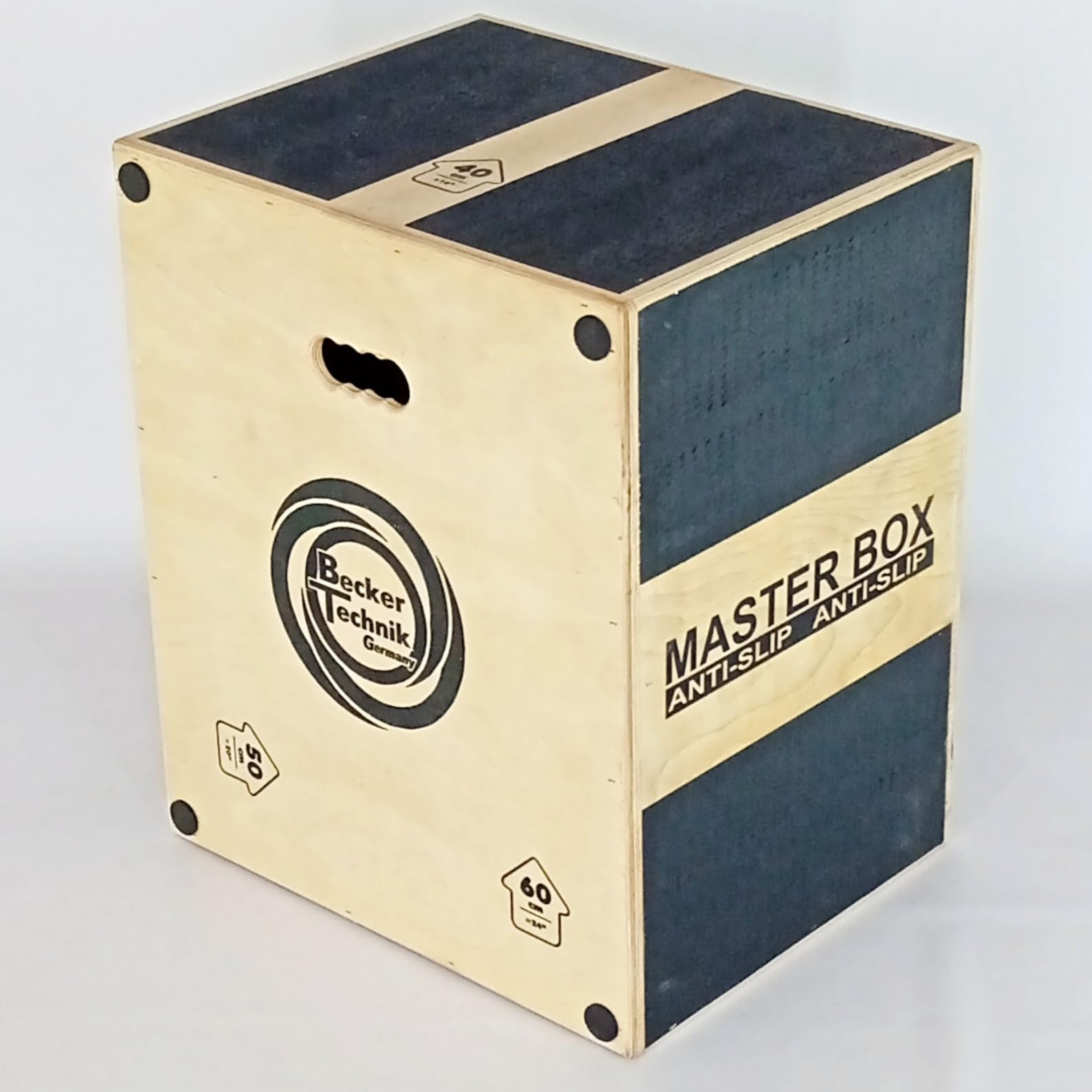 BeckerTechnik Master Box Anti-Slip M 40x50x60 cm, vollständig aufgebaut und verleimt, gerundete Kanten, rutschfeste Flächen und Gumminoppen auf je 3 Seiten, bis 350 kg belastbar
