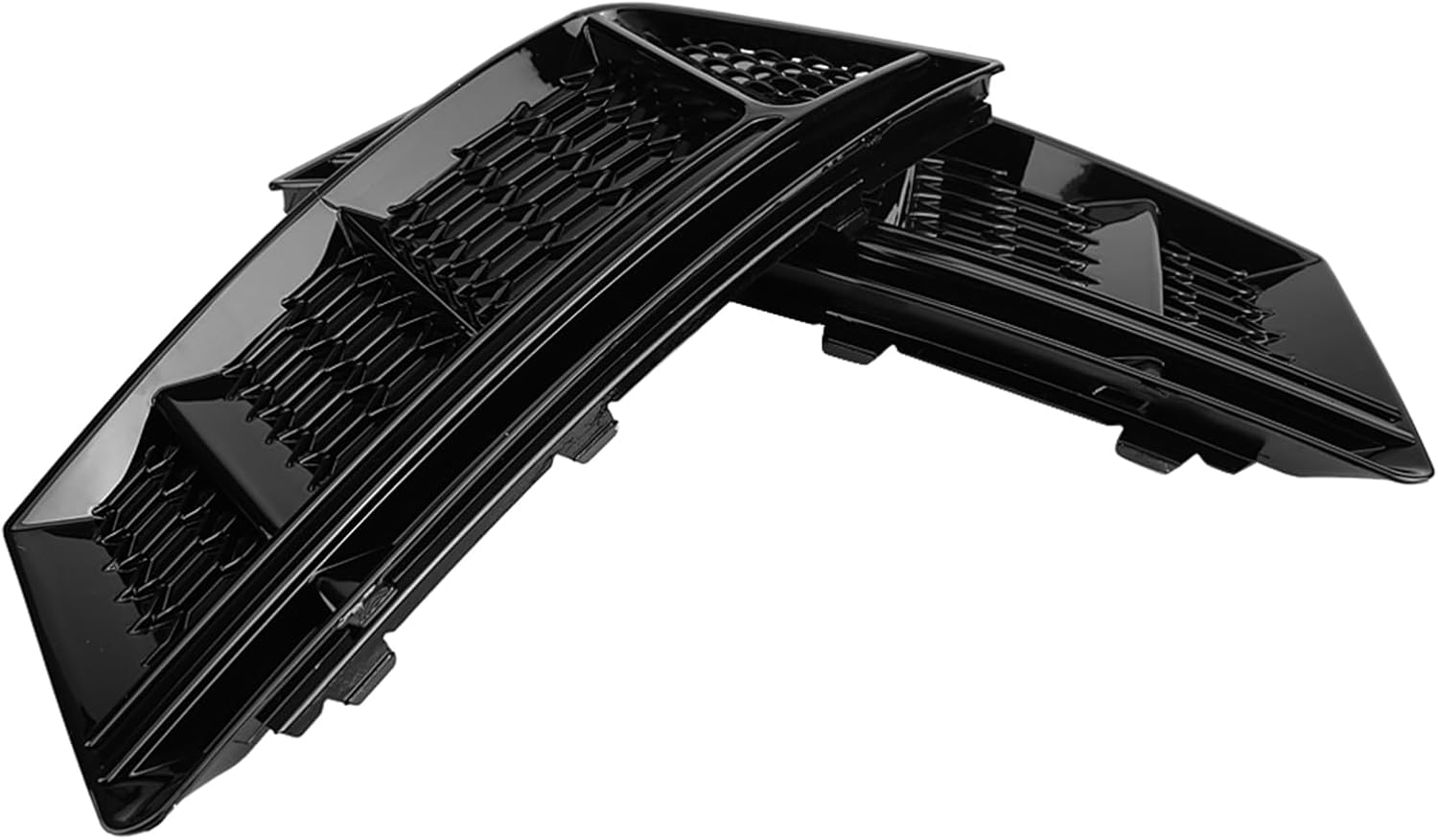 Front Bumper Fog Light Grilles, Acouto Front Bumper Fog Light Grill for B9 2017-2018 2pcs for S4 Glossy Black Front Bumper Fog Light Lamp Mesh Grilles Covers, for Standard Bumpers Only