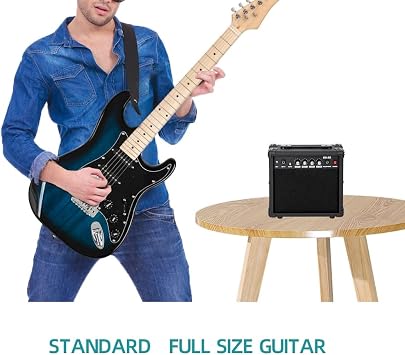 Trayoz Full-Size Electric Guitar Kit with 20Watt Amp, Blue